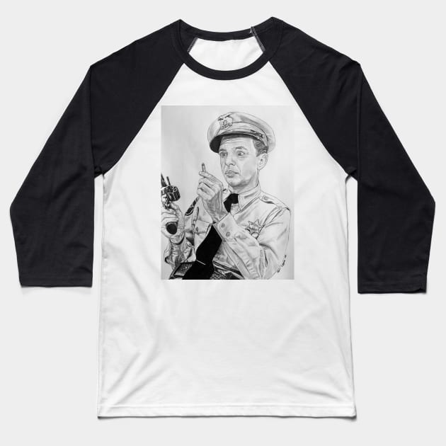 Barney Fife Don Knotts Andy Griffith Show Baseball T-Shirt by BryanWhipple